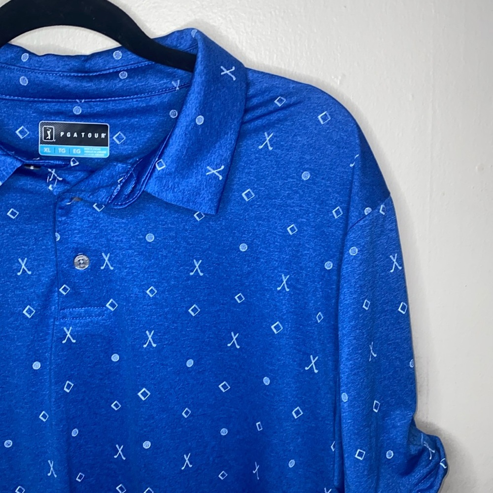 🪿PGA Tour Mens Golf Polo Moisture Wicking Turkish Sea Heather (Blue) Size XL!